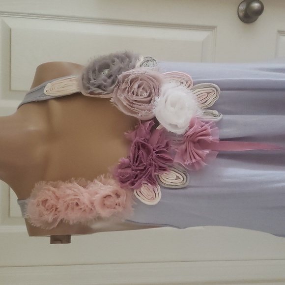 D'Closet s floral applique display scoop neck racer back flowy trapeze style - Picture 2 of 8